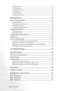 Page 4Table of Contents iv
Using the menus  .......................................................................................... 23
1. Picture menu  ............................................................................................ 24
2. Pro-Picture menu  .................................................................................... 25
3. Setting menu  ............................................................................................ 26
4. Advance menu...