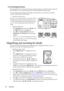 Page 30Operation 30
Correcting keystone
Keystoning refers to the situation where the projected image is noticeably wider at either the 
top or bottom. It occurs when the projector is not perpendicular to the screen. 
To correct this, besides adjusting the height of the projector, you will need to manually 
correct it following one of these steps.
• Using the remote control
Press  /  on the projector or remote control 
to display the Keystone correction page. Press   
to correct keystoning at the top of the...