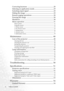 Page 4Table of contents iv
Correcting keystone  ........................................................... 28
Selecting an application mode............................................ 29
Switching input signal ........................................................ 29
Hiding the image  ................................................................ 29
Remote paging operations .................................................. 30
Freezing the image...