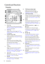 Page 10Introduction 10
Controls and functions
Projector
8. TEMPerature indicator light
Lights up red if the projectors 
temperature becomes too high. See 
Indicators on page 55 for details.
9. LAMP indicator light
Indicates the status of the lamp. Lights up 
or flashes when the lamp has developed a 
problem. See Indicators on page 55 for 
details.
10. AUTO
Automatically determines the best picture 
timings for the displayed image. See 
Auto-adjusting the image on page 29 for 
details.
11. Keystone/Arrow keys (...