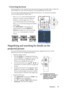 Page 33Operation 33
Correcting keystone
Keystoning refers to the situation where the projected image is noticeably wider at either the 
top or bottom. It occurs when the projector is not perpendicular to the screen. 
To correct this, besides adjusting the height of the projector, you will need to manually 
correct it following ONE of these steps.
• Press  /  on the control panel of the 
projector or remote control to display the 
Keystone correction page. Press   to 
correct keystoning at the top of the image....