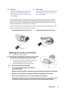 Page 13Introduction 13 Infra-Red (IR) remote control sensor is located on the front of the projector. The remote 
control must be held at an angle within 30 degrees perpendicular to the projectors IR 
remote control sensor to function correctly. The distance between the remote control and 
the sensor should not exceed 8 meters (~ 26 feet).
Make sure that there are no obstacles between the remote control and the IR sensor on the 
projector that might obstruct the infra-red beam.
Replacing the remote control...