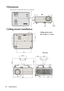 Page 64Specifications 64
Dimensions
264 mm (W) x 108.8 mm (H) x 211.4 mm (D)
Ceiling mount installation
264
211.4
108.8
7272.8
80
203
100.00
116.00
82.50
42
104.7
69.4184.00
102.24
264 13271.93108.2102.7
75
Ceiling mount screws:
M4 x 8 (Max. L = 8 mm)
Unit: mm 