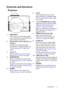 Page 11Introduction 11
Controls and functions
Projector
6. AUTO
Automatically determines the best 
picture timings for the displayed image. 
See Auto-adjusting the image on page 
32 for details.
7. Power/POWER indicator light
Toggles the projector between standby 
mode and on.See Starting up the 
projector on page 30 for details.
Lights up or flashes when the projector is 
under operation. See Indicators on 
page 96 for detail.
8. TEMPerature indicator light
Lights up red if the projectors 
temperature becomes...