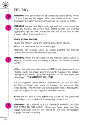 Page 3274
FIRING
WARNING: Only point a firearm at something safe to shoot. Never
put your finger on the trigger unless you intend to shoot. Never
disengage the safety on a firearm unless you intend to shoot.
WARNING:Always wear high-quality eye and ear protection when
firing any firearm. Be cer tain that others near-by are wearing
high-quality eye and ear protection and are to the rear of the
shooter, when firing any firearm.
WHEN READY TO FIRE:
•Load the firearm using the loading procedures above.
•Point the...