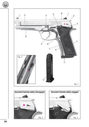 Page 1155
Fig. 1
O
Fig. 2
decocked hammer-safety disengaged decocked hammer-safety engaged
Fig. 3 Fig. 4
O 