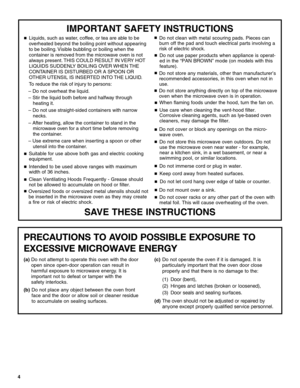 Page 44
SAVE THESE INSTRUCTIONS IMPORTANT SAFETY INSTRUCTIONS
Suitable for use above both gas and electric cooking 
equipment.■
Intended to be used above ranges with maximum 
width of 36 inches.■
Clean Ventilating Hoods Frequently - Grease should 
not be allowed to accumulate on hood or filter.■
When flaming foods under the hood, turn the fan on.■
Use care when cleaning the vent-hood filter. 
Corrosive cleaning agents, such as lye-based oven 
cleaners, may damage the filter.■
■
■
■
■
■
■
Do not cover or block...