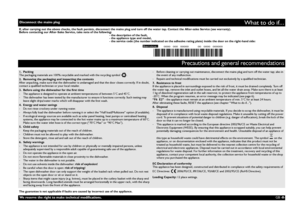 Page 8GB 
-8-
What to do if...
If, after carrying out the above checks, the fault persists, disconnect the mains plug and turn off the water tap. Contact the After-sales Service (see warranty).
Before contacting our After-Sales Service, take note of the following:
- the description of the fault,
- the appliance type and model,
- the service code (the number indicated on the adhesive rating plate) inside the door on the right-hand side:
Precautions and general recommendations
1. Packing
The packaging materials...