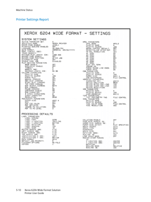 Page 100Machine Status
Xerox 6204 Wide Format Solution
Printer User Guide 5-10
Printer Settings Report
Downloaded From ManualsPrinter.com Manuals 