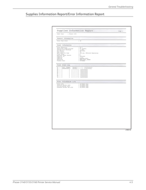 Page 91Phaser 3140/3155/3160 Printer Service Manual4-5
General Troubleshooting
Supplies Information Report/Error Information Report
s3160-122
Downloaded From ManualsPrinter.com Manuals 