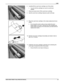 Page 39CARE
XEROX WIDE FORM AT 510dp OPERATOR MANUAL29
6.  Carefully lift the used toner cartridge out of the printer.
•  Try not to tilt the cartridge too much to avoid toner
spillage.
7.  Wipe any excess toner off the used toner cartridge.
8.  Seal the used toner cartridge dispenser patch with tape.
9.  Place the used toner cartridge in the empty replacement toner
carton.
•  Do not seal the carton until you have added the toner
waste bottle to it as well.  Recycle the used cartridge and
waste bottle according...