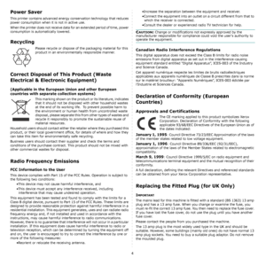 Page 64
Power Saver
This printer contains advanced energy conservation technology that reduces 
power consumption when it is not in active use.
When the printer does not receive data for an extended period of time, power 
consumption is automatically lowered. 
Recycling
Please recycle or dispose of the packaging material for this 
product in an environmentally responsible manner.
Correct Disposal of This Product (Waste 
Electrical & Electronic Equipment)
(Applicable in the European Union and other European...