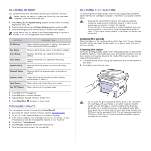 Page 6362 _Maintenance
CLEARING MEMORY
You can selectively clear information stored in your machine’s memory.
1.Press  Menu  until System Setup  appears on the bottom line of the 
display and press  OK. 
2. Press the left/right arrow until  Clear Setting appears and press  OK.
3. Press the left/right arrow until the item you want to clear appears.
4. Press  OK when  Yes appears.
5. Press  OK again to confirm clearing.
6. Repeat steps 3 through 5 to clear another item.
7. Press  Stop/Clear   to return to ready...