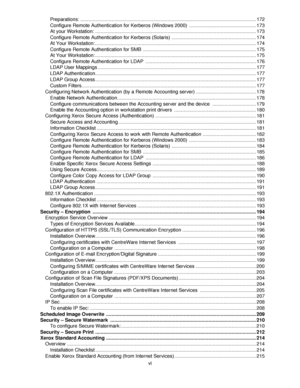 Page 8vi Preparations: ................................................................................................................................. 172
Configure Remote Authentication for Kerberos (Windows 2000)  ................................................. 173
At your Workstation: ...................................................................................................................... 173
Configure Remote Authentication for Kerberos (Solaris)...