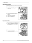 Page 17611 Problem Solving 
176 Xerox CopyCentre/WorkCentre 118 User Guide
Paper Jams in Cover D
Follow the steps below to clear paper jams in the duplex kit.
1.Open Tray 5 (bypass tray), if necessary.
2.Open Cover D while lifting up the 
release lever.
3.Remove the jammed paper inside the 
duplex kit.
4.Close Cover D until it latches.
5.Close Tray 5 (bypass tray).
Paper Jams in Exit
Follow the steps below to clear paper jams in exit.
1.Open Tray 5 (bypass tray) if necessary, 
and then open Cover A while lifting...