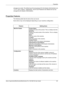 Page 161Properties 
Xerox CopyCentre/WorkCentre/WorkCentre Pro 123/128/133 User Guide 161
changes are made. The default user ID and password for the System Administrator are 
“11111” and “x-admin”, respectively. This ID and Password are default and can be 
changed by the System Administrator.
Properties Features
The following table lists the items that can be set.
Some items may not be displayed depending on your machine configuration.
Feature Setting items
Machine Details Product Name
Displays the name of the...