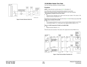 Page 2106/02
2-180DC1632/2240
10-125, 10-348
Prelaunch Training/Review Status Indicator RAPsFigure 5 Inverter Reverse Clutch CD
10-348 Main Heater Over HeatThe Front Thermistor detected an overheat condition.ProcedureNOTE: To clear this fault, re-set the value of dC131 [744-003] to 0. 
Turn off the power, remove the Fuser Assembly. and allow it to cool down.
Measure the resistance between P/J600-4 and P/J600-6 on the Fuser Assembly.
  The resistance is between 30 and 190 K Ohmís. 
YN
Check the Front Thermistor...