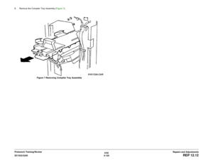 Page 5996/02
4-125 DC1632/2240
REP 12.12
Repairs and Adjustments Prelaunch Training/Review 8. Remove the Compiler Tray Assembly (Figure 7). 
Figure 7 Removing Compiler Tray Assembly 