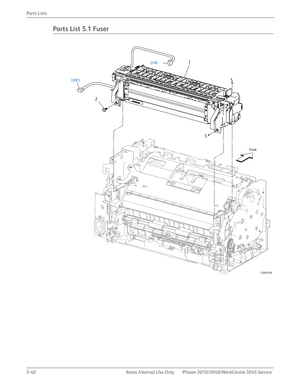 Page 3685-40 Xerox  Internal  Use  Only Phaser 3010/3040/WorkCentre 3045 Service  Parts Lists
Parts List 5.1 Fuser
s3040-009
Front
S
(J201)S
(J18)
21 