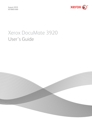 Page 1Xerox DocuMate 3920
August 2010
05-0805-000
User’s Guide
  