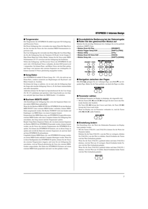 Page 815 Tongenerator
Der Tongenerator des DTXPRESS II enthält insgesamt 928 Schlagzeug-
und Percussion-Voices.
Die Preset-Schlagzeug-Sets verwenden eine eigene Drum Kit Map für je-
des Set, bei dem die Voices des Sets einzelnen MIDI-Notennummern zu-
gewiesen sind.
Das User-Schlagzeug-Set verwendet eine Drum Map (die User Drum Map),
die für alle Schlagzeug-Sets der Nummern 49-80 gilt. In der Gruppe [5.
Map (Drum Map)] des Utility-Modus’ können Sie die Voices jeder MIDI-
Notennummer (0-127) zuweisen und das...