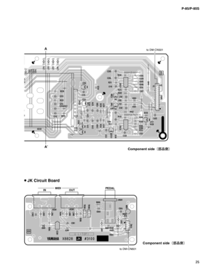 Page 2525 P-85/P-85S
to DM-CN501A
A’
Component side
¢
æ
¼£
IN OUT
to DM-CN601
MIDI PEDAL
 JK Circuit Board
Component side
¢
æ
¼£ 