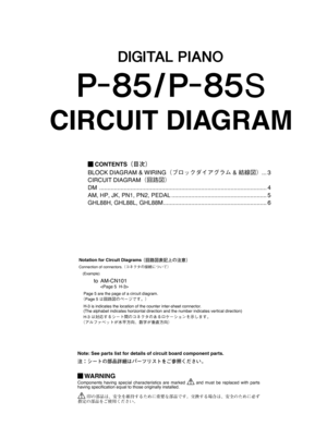 Page 71Note: See parts list for details of circuit board component parts.
«³”Äw
æ
¼	ÄIxÍ”ÀæµÄ›]€	°Xi^M{
 WARNING
Components having special characteristics are marked  and must be replaced with parts 
having speciﬁ cation equal to those originally installed.
 ¹w
æ
¼xz†
¶›¡Ëb”hŠt	OAs
æ
¼pb{¦õb”	Ôùxz†
¶whŠt
žc
¦w
æ
¼›]–;Xi^M{
CIRCUIT DIAGRAM
BLOCK DIAGRAM & WIRING¢Òé¿«¼ ž¬åÜA
¢
$£  ... 3
CIRCUIT DIAGRAM¢sÏ
$£
%....