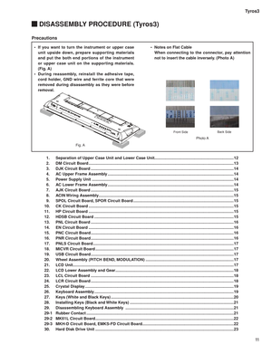 Page 1111 Tyros3
  1.  Separation of Upper Case Unit and Lower Case Unit.......................................................................12
  2.  DM Circuit Board ..................................................................................................................................13
  3.  DJK Circuit Board ................................................................................................................................14
  4.  AC Upper Frame Assembly...