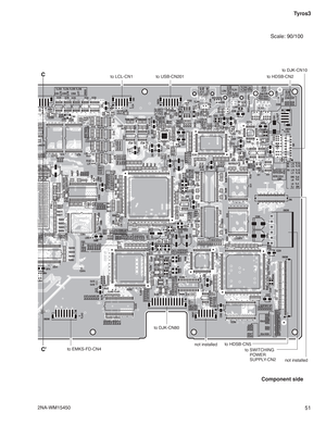 Page 5151 Tyros3
Component sideScale: 90/100
C
Cto LCL-CN1to USB-CN201to HDSB-CN2
to HDSB-CN5 to DJK-CN80
to DJK-CN10
not installed not installed
to SWITCHING
 POWER
 SUPPLY-CN2to EMKS-FD-CN4
2NA-WM15450 