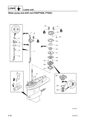 Page 244LOWRLower unit
6-4562Y3A11
Water pump and shift rod (T50/FT50B, FT50C)6 