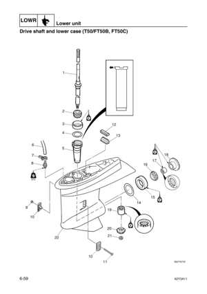 Page 258LOWRLower unit
6-5962Y3A11
Drive shaft and lower case (T50/FT50B, FT50C)6 