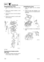 Page 318BRKTBracket unit
7-3962Y3A11
Disassembling the oil pan
1. Remove the muffler 1
 from the oil pan
2
.
2. Remove the exhaust manifold 3
 from
the oil pan 2
.
3. Remove the oil pan 2
 from the exhaust
guide 4
.
4. Remove the oil strainer 5
 and the relief
valve housing 6
.
È FT50C
Checking the oil strainer and the 
relief valve
1. Check the oil strainer and relief valve for
dirt and residue. Clean if necessary.
Assembling the oil pan
1. Install the gaskets onto the exhaust
guide 1
.
2. Install the relief...