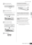 Page 45Performance Play mode
45Owner’s Manual
Quick Guide Playing the MO
Select one of the Banks from User 1 and 2.
Performances are divided into Groups [A] – [H]. Select a 
Group to display a list of the Performances.
Press one of the Number [1] – [16] buttons.
Performance Part mute/solo
Each performance can contain a maximum of four Parts, 
each of which can be turned on or off independently. 
Muting and soloing of Parts is done in the same way as that 
of tracks in a Song/Pattern. See page 75.
Using the...