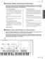 Page 27P-25027
P-250 Quick Guide
Basic Operation
■Selecting, Editing, and Storing a Performance
A performance is a group of stored settings regarding the tone generator, MIDI, and so on. The P-250 fea-
tures 32 preset performances. You can select and play any of these performances. You can also change 
the parameters, and store the edits as a new performance.
1Load a preset performance.
Press the [PERFORM. FILE] button, then press the 
A [–]/[+] button to select “LoadFromMem.” Press 
the C [–]/[+] button to...