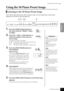 Page 15Using the 50 Piano Preset Songs
P-140 Owner’s Manual
ENGLISH
15
Using the 50 Piano Preset Songs
Listening to the 50 Piano Preset Songs
The P-140 provides performance data of 50 piano songs. You can simply listen to these songs 
(page 58) or use them for practice (page 16).
1.Press the [SONG SELECT] button a 
few times until the “PRESET” indica-
tor lights.
2.Press the [–/NO], [+/YES] buttons to 
select the number of the tune you 
want to play.
The number will appear on the display.
1 – 50: Select a...