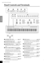 Page 10Panel Controls and Terminals
P-85 Owner’s Manual
ENGLISH
10
Panel Controls and Terminals
1[STANDBY/ON] switch ................ page 11
For turning the power on or off.
2[MASTER VOLUME] slider ........... page 11
For adjusting the volume level of the entire sound.
3[DEMO/SONG] button .........pages 14, 15
For playing the demo songs and the piano preset 
songs.
4SELECT [QQ Q Q] [WW W W]/TEMPO [gg g g] [hh h h] buttons
..............................................pages 14, 15
While playing a voice demo or...