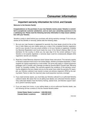 Page 57 
52 
Consumer information 
EMU29811 
Important warranty information for U.S.A. and Canada 