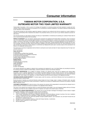 Page 59 
Consumer information 
54 
EMU29820 
YAMAHA MOTOR CORPORATION, U.S.A.
 OUTBOARD MOTOR TWO YEAR LIMITED WARRANTY 