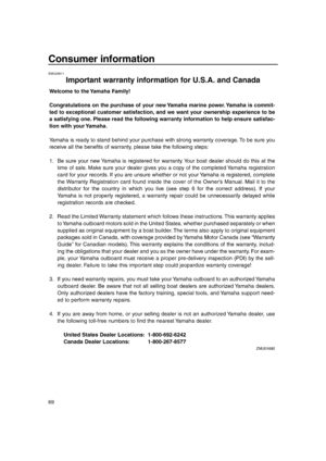 Page 74 
69 
Consumer information 
EMU29811 
Important warranty information for U.S.A. and Canada✩✦✯✬✤✲✲✣ ✩✬ 	
 


 