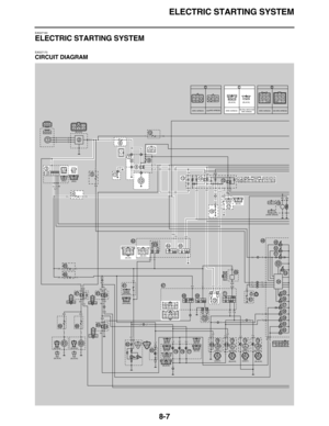 Page 330ELECTRIC STARTING SYSTEM
8-7
EAS27160
ELECTRIC STARTING SYSTEM
EAS27170
CIRCUIT DIAGRAM
B BL/BB
ON
OFF
WW
G/Y L/W
R/W
R/BB Br
B
L
B
L
R
RR RR/W L/W
YL/RBY L
B
Br Y
B B
B
R/L
BG/W
BrGR
G/Y2R/W
Ch
ChB
B
DgB
R/YB/GY/B2R/Y
Ch
ChB
B
DgL L
Dg
B
B
BBB
B
B
B/G
B/Y
B YB/GBB/YB
L/R L/R
B
B/WR/GBrG/WB/YDg
Ch L
A
E
(BLACK) (GRAY) (GRAY)
L
Y
Y
B
B
B
Y
R
LL
B
B
BB
BB
BB
BBBB
B/Y
Br
WW
Ch
Ch
ChCh
Ch
Br
Br
Y
Y
B
B
Br
Br
Dg
Dg
DgDg
Dg
DgCh
B
RRR
R
R
B
WWWWWWR
RRRR
RB
BBB
Sb
Sb
SbSbL/BL/BR/LB/Y
G/W
R/W
A
A
A
A
A
A
AA...