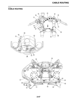 Page 76CABLE ROUTING
2-47
EAS20430
CABLE ROUTING
A
A
A
B
C
D
E
F
G
HI
J
1
2
3456
7
8
8
9
10
10
11
11
13
14
15
1617
18
12 