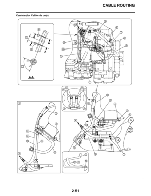 Page 112
haha CABLE ROUTING
2-51
Canister (for California only)
A
A
A
A
A
A
A
B
B
B
C
D
2
1
1
1
1
2
4
4
3
3
3
3
3
6
8
8
9
9
HGF
E
5
5
5
5
10
10
7
6
7
11
K
I
L
J
A-A  