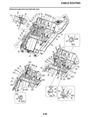 Page 120
haha CABLE ROUTING
2-59
Electrical components tray (right side view)
AA
A
B
C
D
E
J
F
F
K
L
MN
123456
7
8
9
10
11
12
13
15
16
17
1819
20
20
21
22
23
24
25
26
30
33
20
31
32
34
34
35
36
10
37
3730
S
R
O
PQ
G
14
H
I
1314
T
U
AB
V
W
X
Z
27
28
29
Y
AC
AD
AE
AFAG13
AH
11
12
AI
AJ
AK
AL  