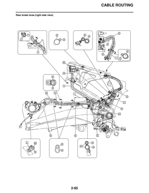 Page 126
haha CABLE ROUTING
2-65
Rear brake hose (right side view)
A
B
1
1
1
2
22
3
3
5
45
4
5
4
5
4
5
45
4
4
5
5
C
D
E
F
G
K
LM
HI
I
J  