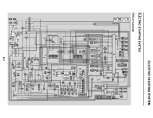 Page 456
haha ELECTRIC STARTING SYSTEM
8-7
EAS27160
ELECTRIC STARTING SYSTEM
EAS27170
CIRCUIT DIAGRAM
B/LB/L1
W1(GRAY)W3 W2
(BLACK)
BR2
WL
B1 W1
WL
B2 W2
Y2L/RB2LYB
BL/BBrR/WB4
Br
G/RB
(GRAY)
ChB
(GRAY)Ch3B
(GRAY)
LDg
B
(BLACK)LDg B5
(BLACK)
LChB
(GRAY)L1ChB4
(GRAY)
Dg B
(BLACK)Dg3B3
(BLACK)
B/GL/BLg/WBL/BB/GB5Lg/W
BB/WBB/W
L/WR2R/W2
RR1
B1 B2B4L/G
R/B1Y3W/L1R/W1B Br3R/BR/WL/WG/YBBrW/GB/WB/W2W/G
Br/LLR/W4G/Y
Br1L/B1R/Y1Y/B
Br/RL/YL/B
Br/RB/R1B/R
L/Y
B/Y(BLACK)
Br/ WBr4
L/Y
B/Y(BLACK)L
BR
GB1
L/B
YL/R3
W(BLACK)...