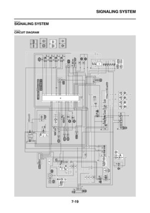 Page 334SIGNALING SYSTEM
7-19
EAS27270
SIGNALING SYSTEM
EAS27280
CIRCUIT DIAGRAM
Br/W
B
L/B
R/Y
B/YPGY
BDg
Ch
Br/W
L/YG/L
R/Y
B/Y
B G Y
B Dg
Ch
B1 B2
B1B2
R/GB2
LgY/L
R/W
B
B
BL G
G
Sb/W
R/GLg
Dg
R/WCh Y/L Y/L
YLR/W
R/G
Lg
B
B
ON
OFF
BBB
R
R
B
BYL
BG
L/GL/GB(BLUE)
L/G
B
(BLUE) (DARK GREEN)B
B
B3B3
WL
B
LW/YB/L
B B
LB/L
B
GBR/L
B
Y
B
G
B/LGy1
Gy
B
LB/LW/Y
L
B/LB/L
Br/YBr/W
P/W
(BLACK)
(BLACK)(BLACK)
(BLACK)BrB
LgBr/B
Br/B
R/B
R/BR/G
P/L W/G
Br/L
B/BrB/Br
P/YP/W
P/LW/GW/RBr/LR/G
P/LW/GBr/LR/G
R/B
B/L
B/L
P/Y
L...