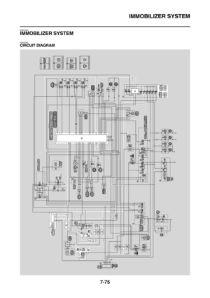 Page 390IMMOBILIZER SYSTEM
7-75
EAS27640
IMMOBILIZER SYSTEM
EAS27650
CIRCUIT DIAGRAM
Br/W
B
L/B
R/Y
B/YPGY
BDg
Ch
Br/W
L/YG/L
R/Y
B/Y
B G Y
B Dg
Ch
B1 B2
B1B2
R/GB2
LgY/L
R/W
B
B
BL G
G
Sb/W
R/GLg
Dg
R/WCh Y/L Y/L
YLR/W
R/G
Lg
B
B
ON
OFF
BBB
R
R
B
BYL
BG
L/GL/GB(BLUE)
L/G
B
(BLUE) (DARK GREEN)B
B
B3B3
WL
B
LW/YB/L
B B
LB/L
B
GBR/L
B
Y
B
G
B/LGy1
Gy
B
LB/LW/Y
L
B/LB/L
Br/YBr/W
P/W
(BLACK)
(BLACK)(BLACK)
(BLACK)BrB
LgBr/B
Br/B
R/B
R/BR/G
P/L W/G
Br/L
B/BrB/Br
P/YP/W
P/LW/GW/RBr/LR/G
P/LW/GBr/LR/G
R/B
B/L
B/L
P/Y...