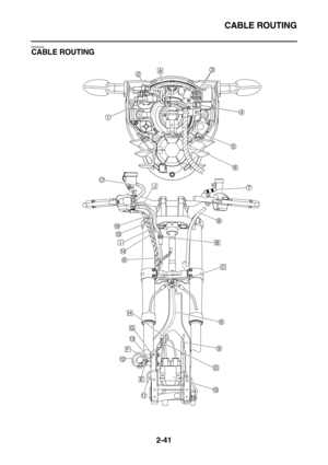 Page 67CABLE ROUTING
2-41
EAS20430
CABLE ROUTING
A
10
11
12
13
1
23
4
5
6
6
6
8
9
14
15
16
17
7
H
D
E
G
I
J
B
C
F 