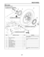 Page 117 
REAR WHEEL 
4-7 
EAS22020 
REAR WHEEL 
Removing the rear wheel
Order Job/Parts to remove Q’ty Remarks  
Use a suitable stand to raise the front wheel 
off the ground.
1 Rear wheel axle nut 1
2 Locknut 2It loosens and adjusting bolt is tightened 
fully.
3 Rear wheel axle 1
4 Chain puller (left/right) 1/1
5 Drive chain 1
6 Rear wheel assembly 1
7 Collar left/Dust cover 1/1
8 Collar right/Dust cover 1/1
9 Rear brake disc 1
10 Rear wheel sprocket 1
For installation, reverse the removal proce-
dure.
1
2
3...