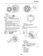 Page 251CLUTCH
5-51
3. Install:
 Spring “1”
 Clutch boss nut “2” 
NOTE:
 Put the spring detent “a” into the groove of 
the pressure plate 2.
Assemble so that each spring detent “a” is 
positioned in a different groove.
 While holding the clutch boss “3” with the 
clutch holding tool “4”, tighten the clutch boss 
nut.
 Lock the threads on the clutch boss nut by 
staking them with a drift punch at the point 
aligned with the groove in the axle.4. Install:
 Clutch damper spring seat “1”
 Clutch damper spring...